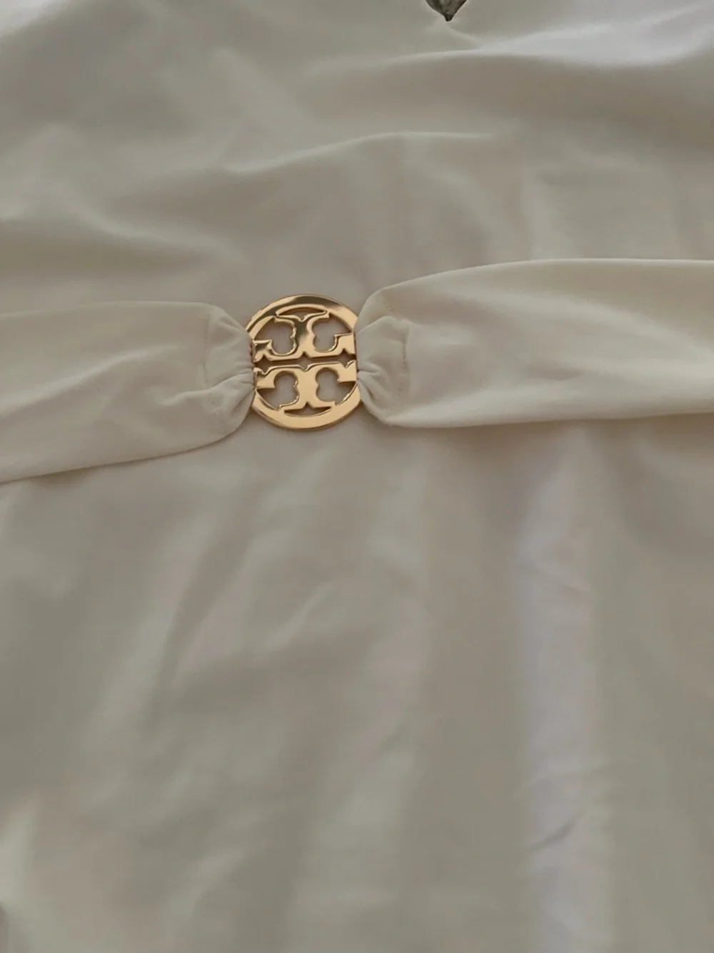 Tory Burch Cream One-Piece Swimsuit with Gold-Tone Logo Belt